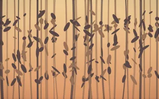 Golden Hour Rainforest XI — colourful orange and pink rainforest background, variation XI