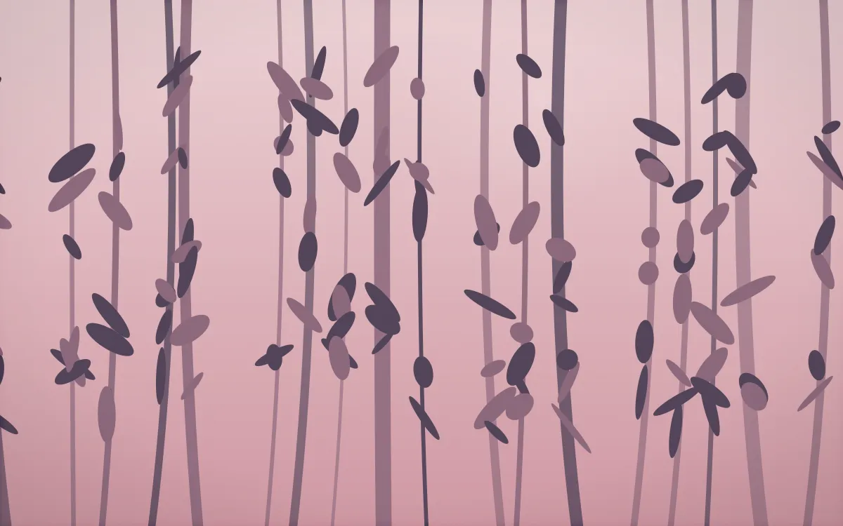 Rose Dusk Rainforest — colourful red, pink and purple rainforest background