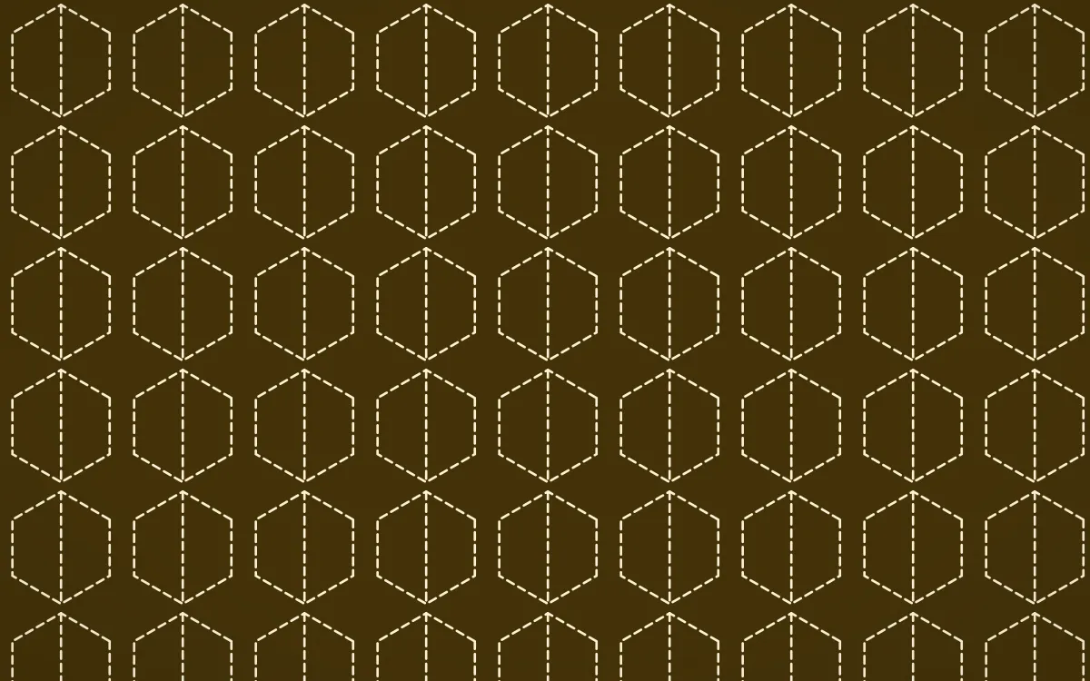Accra Gold Stitch Hexagons — dark brown and beige sashiko background