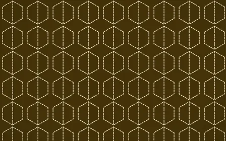 Accra Gold Stitch Hexagons — dark brown and beige sashiko background
