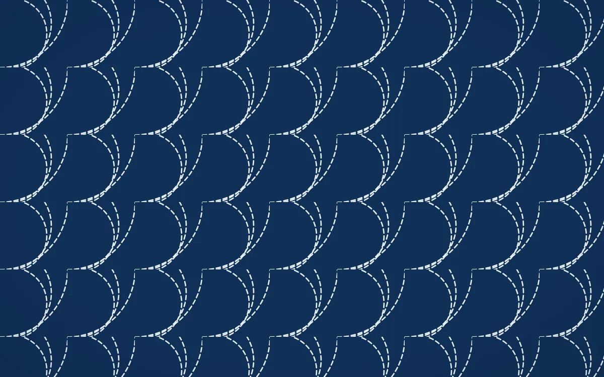 Aegean Noon Stitch Fans — dark blue and white sashiko background