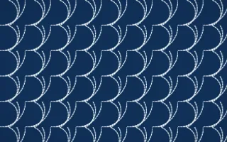 Aegean Noon Stitch Fans — dark blue and white sashiko background