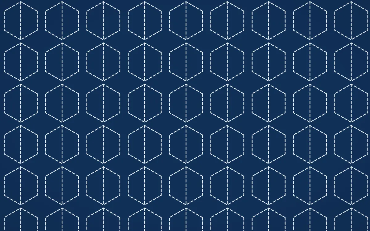 Aegean Noon Stitch Hexagons — dark blue and white sashiko background