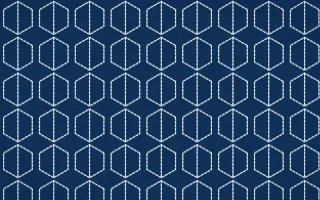 Aegean Noon Stitch Hexagons — dark blue and white sashiko background