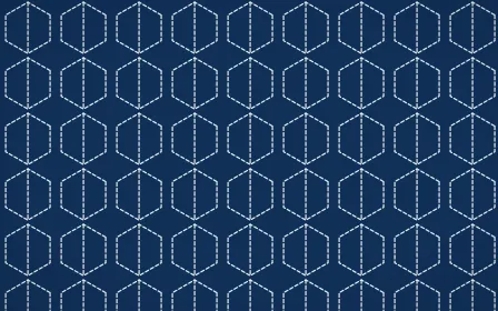 Aegean Noon Stitch Hexagons — dark blue and white sashiko background