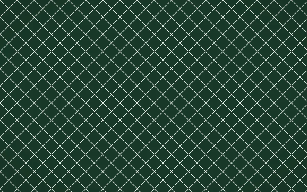 Alhambra Jade Stitch Diamonds — dark green and white sashiko background