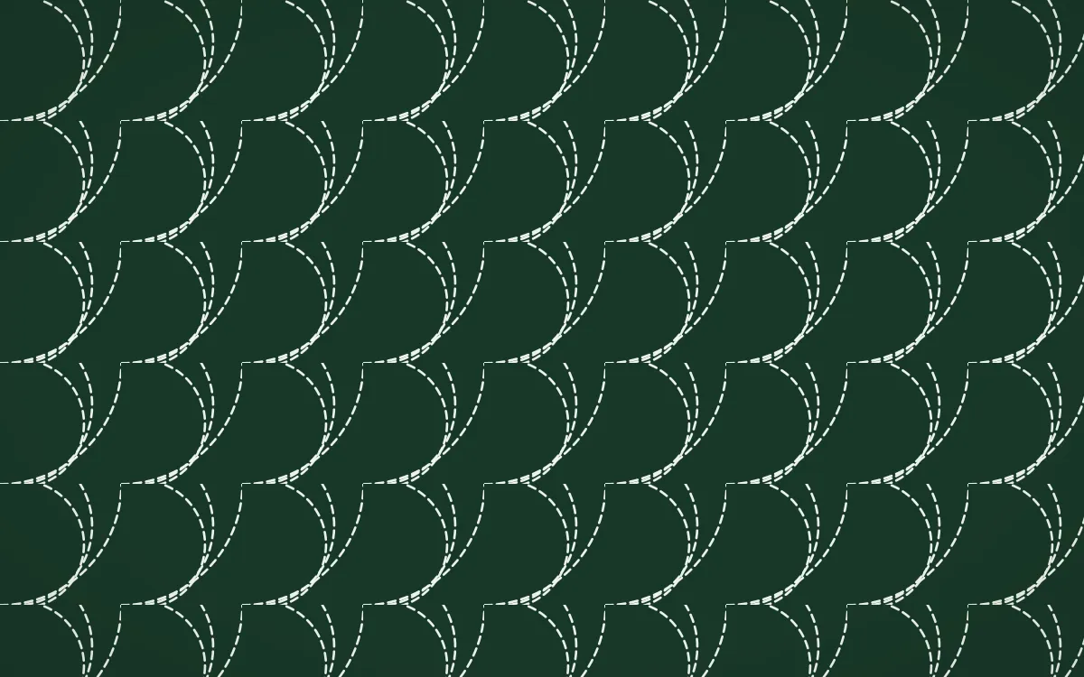Alhambra Jade Stitch Fans — dark green and white sashiko background