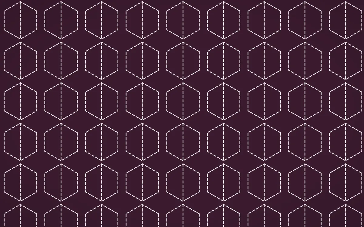 Andes Berry Stitch Hexagons — dark pink and white sashiko background