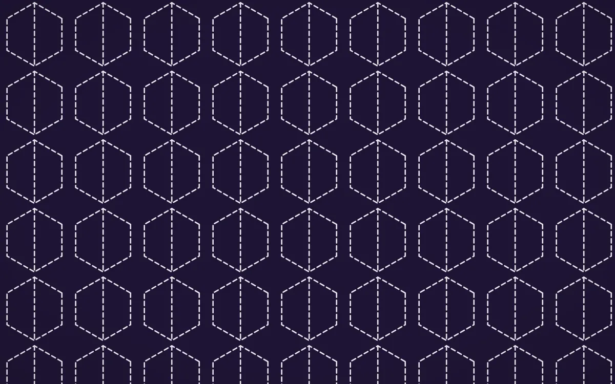 Arabian Night Stitch Hexagons — dark purple and white sashiko background