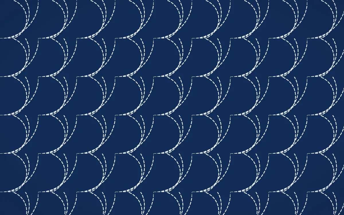 Bahia Blue Stitch Fans — dark blue and white sashiko background