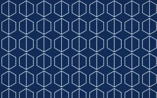 Bahia Blue Stitch Hexagons — dark blue and white sashiko background