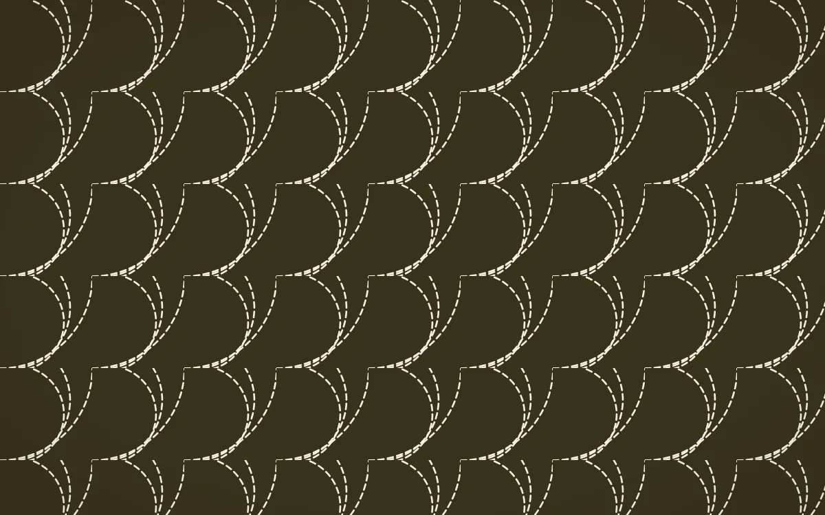 Bali Temple Stitch Fans — dark brown and beige sashiko background