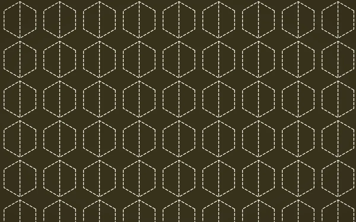Bali Temple Stitch Hexagons — dark brown and beige sashiko background