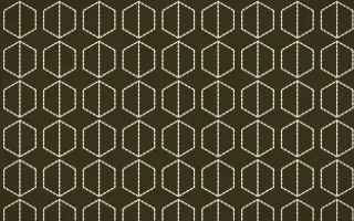 Bali Temple Stitch Hexagons — dark brown and beige sashiko background