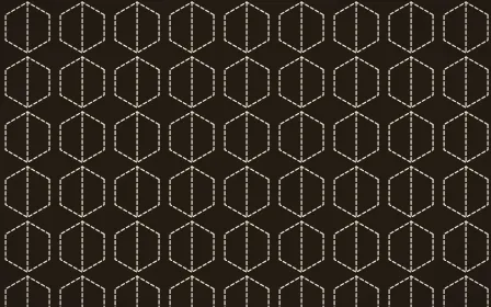 Bamako Earth Stitch Hexagons — dark brown and beige sashiko background