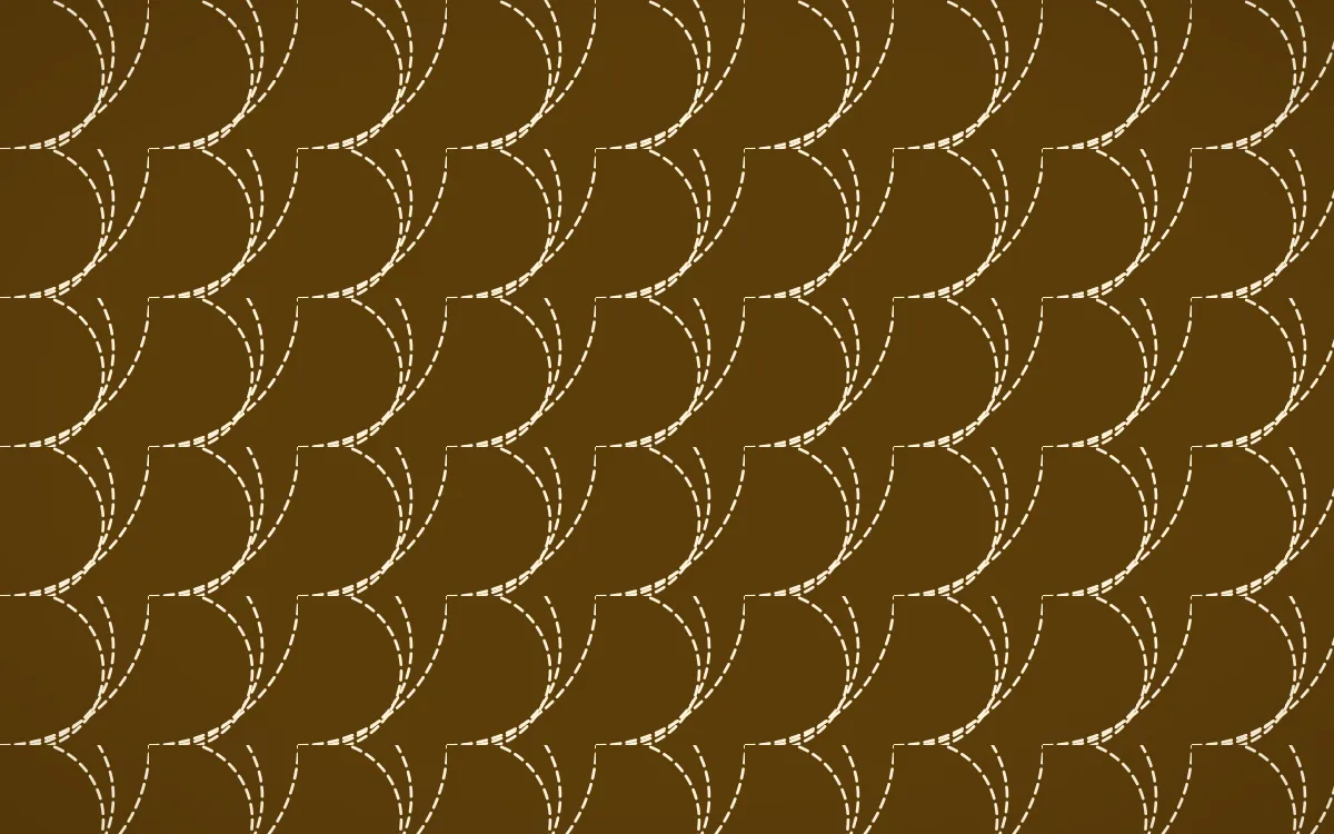Bangkok Gold Stitch Fans — dark brown and beige sashiko background