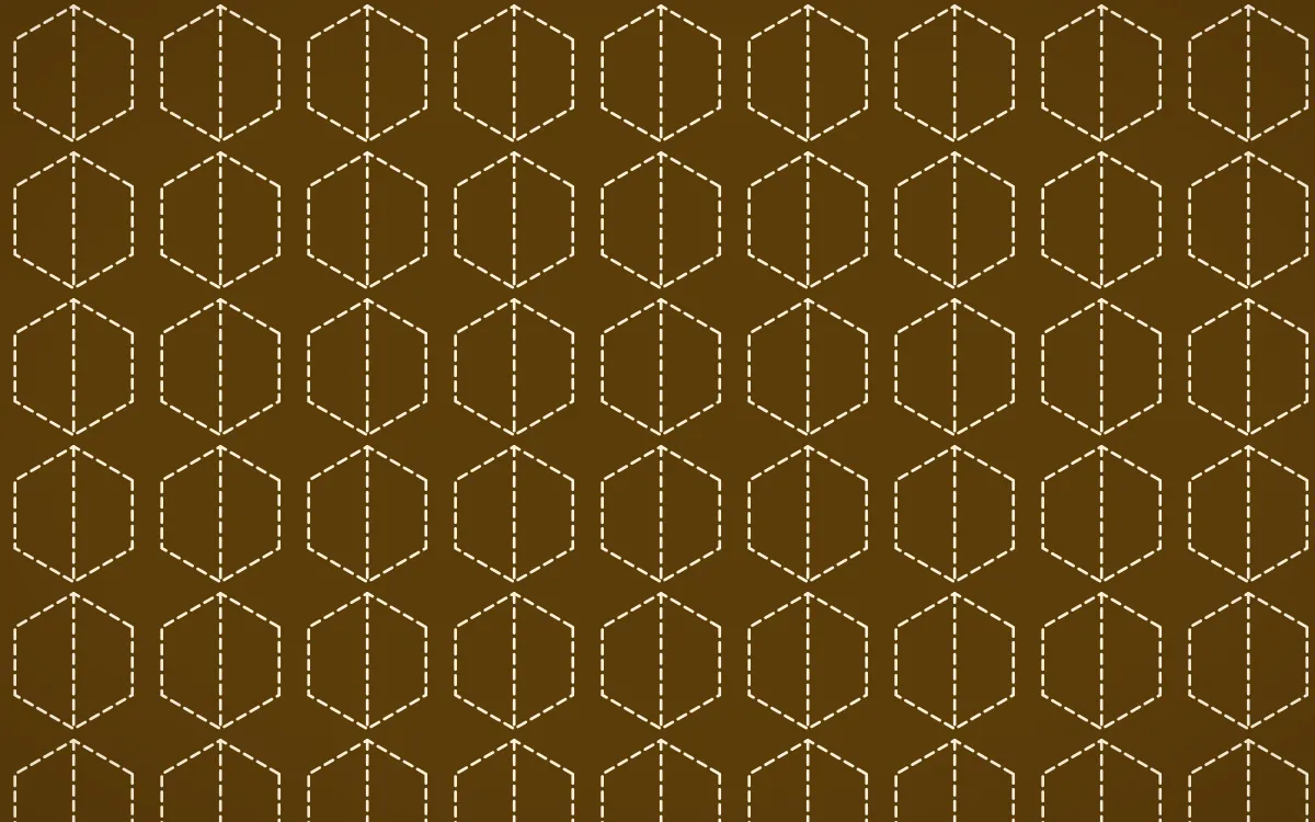 Bangkok Gold Stitch Hexagons — dark brown and beige sashiko background