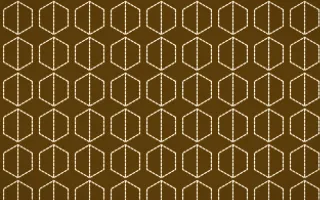Bangkok Gold Stitch Hexagons — dark brown and beige sashiko background