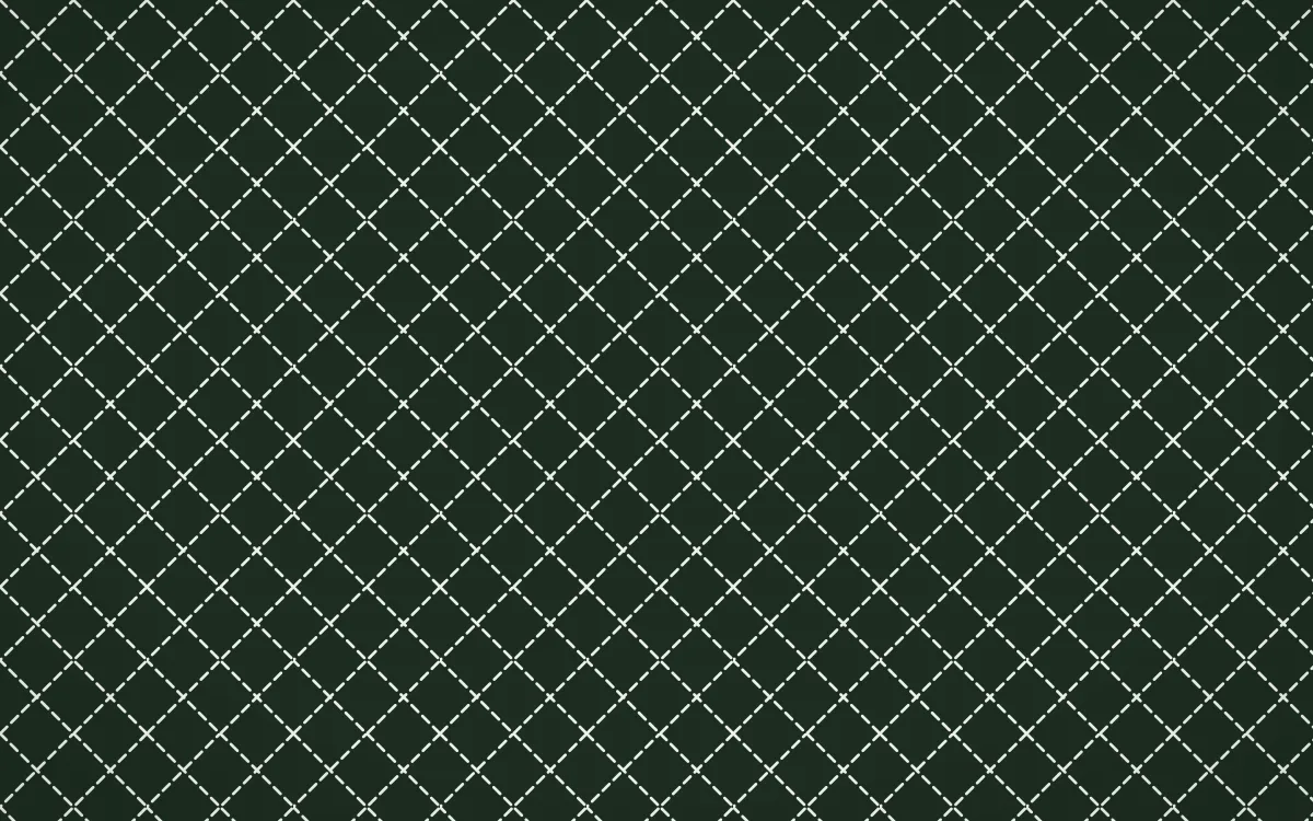 Bavarian Forest Stitch Diamonds — dark green and white sashiko background