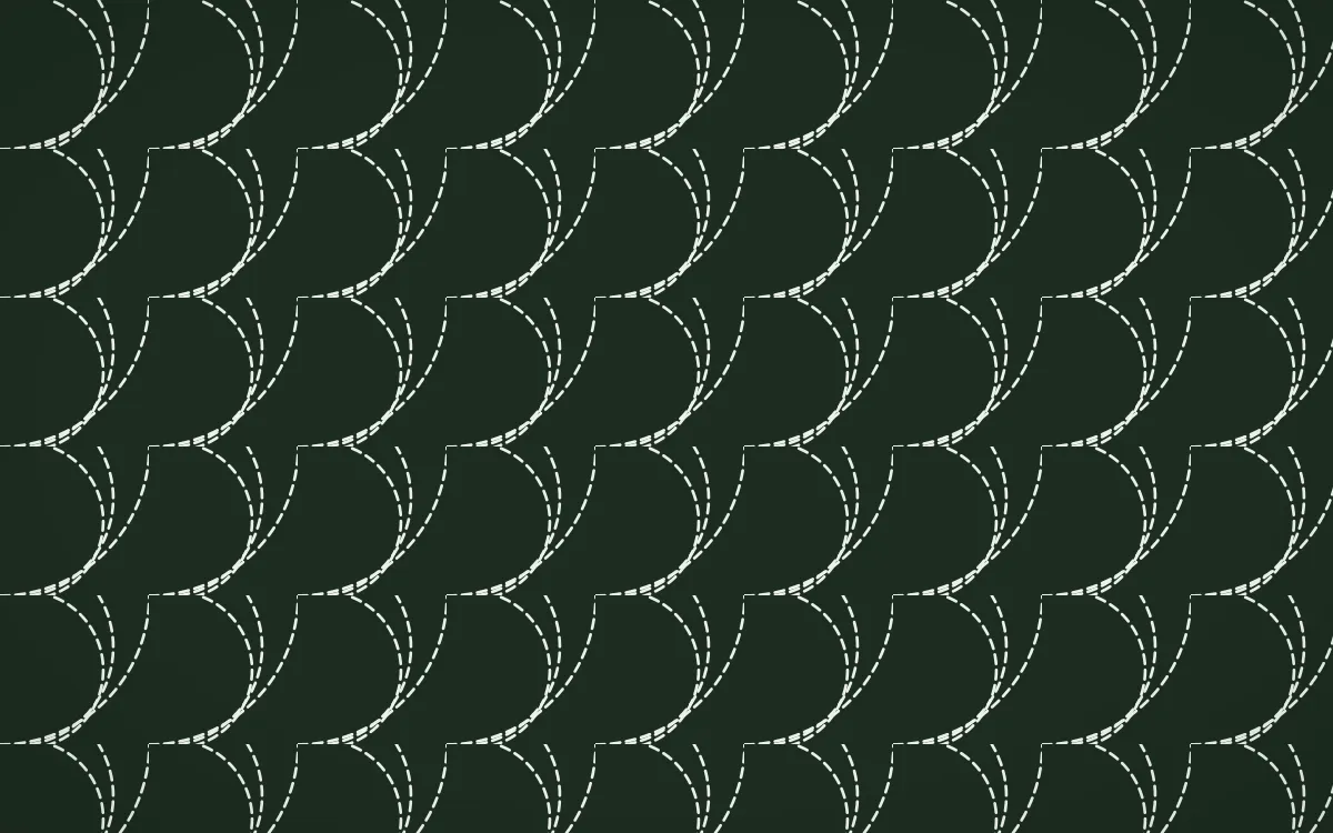 Bavarian Forest Stitch Fans — dark green and white sashiko background
