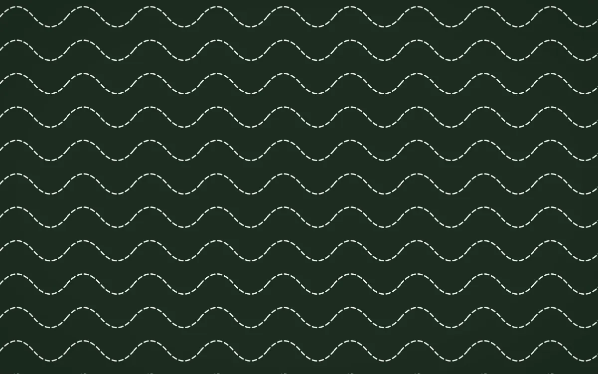 Bavarian Forest Stitch Waves — dark green and white sashiko background