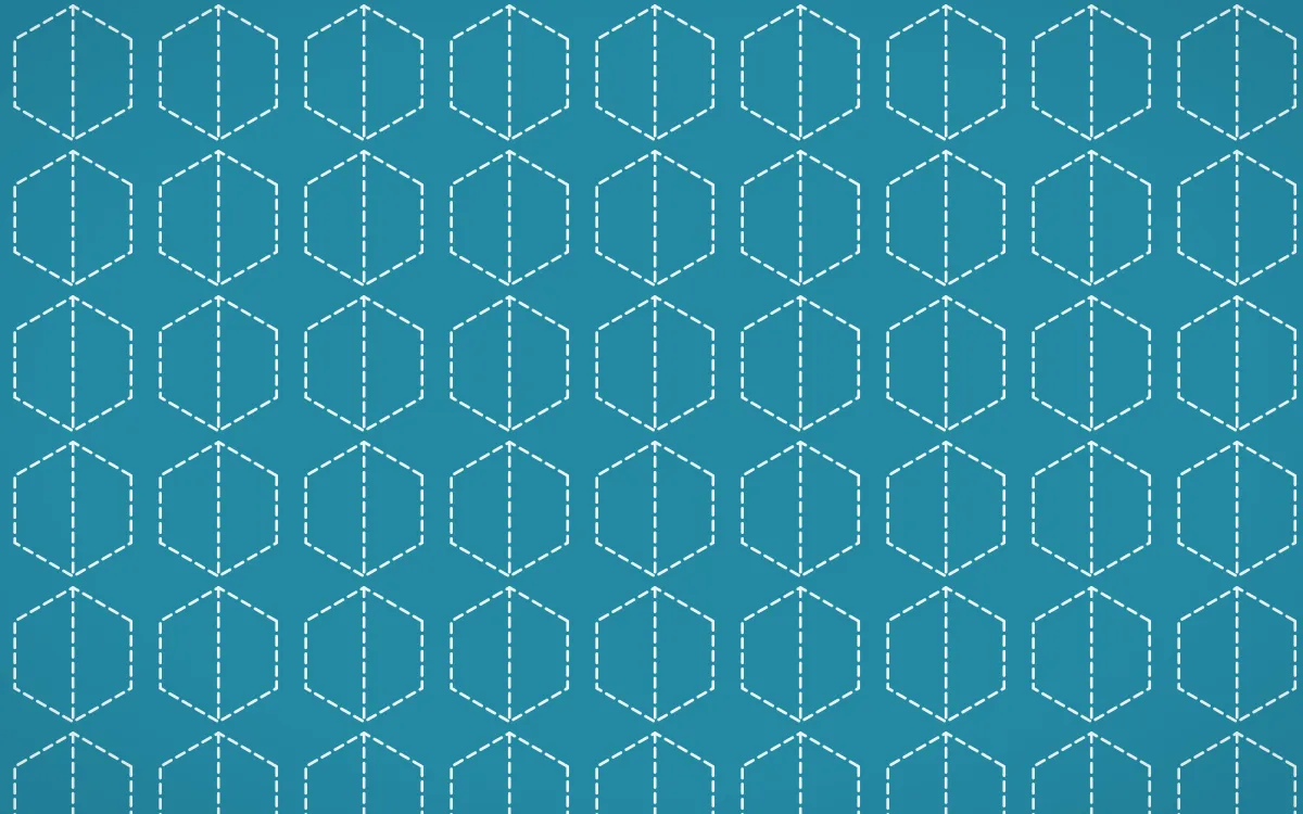 Bondi Surf Stitch Hexagons — colourful teal and white sashiko background