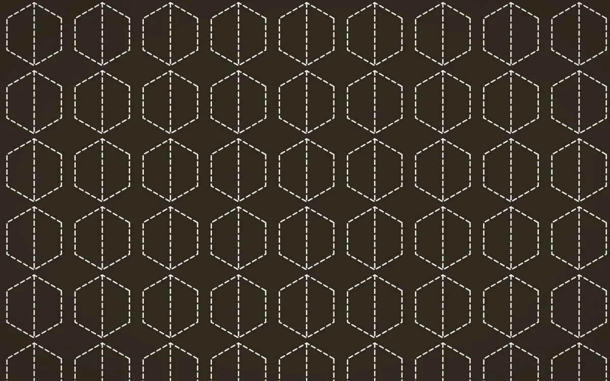 Brooklyn Loft Stitch Hexagons — dark brown and white sashiko background