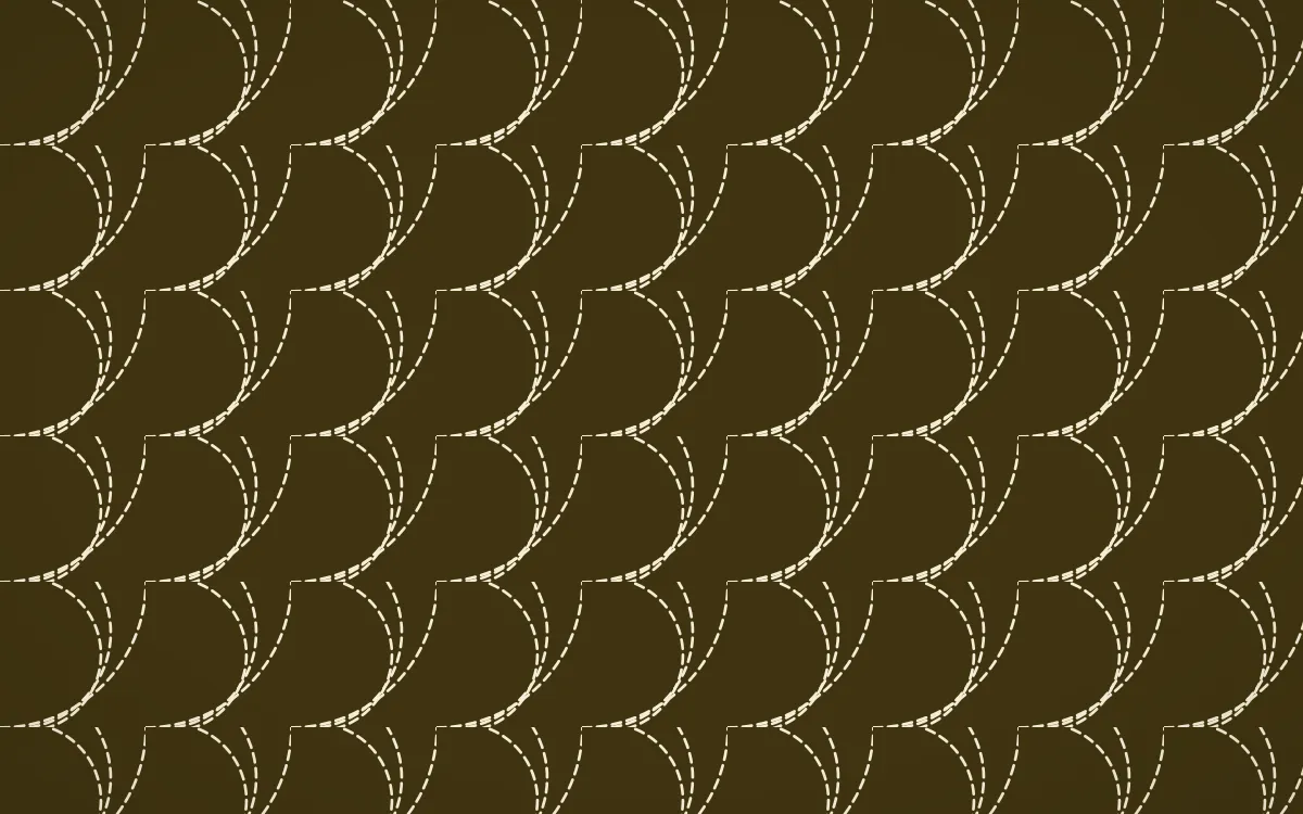 Cairo Gold Stitch Fans — dark brown and beige sashiko background
