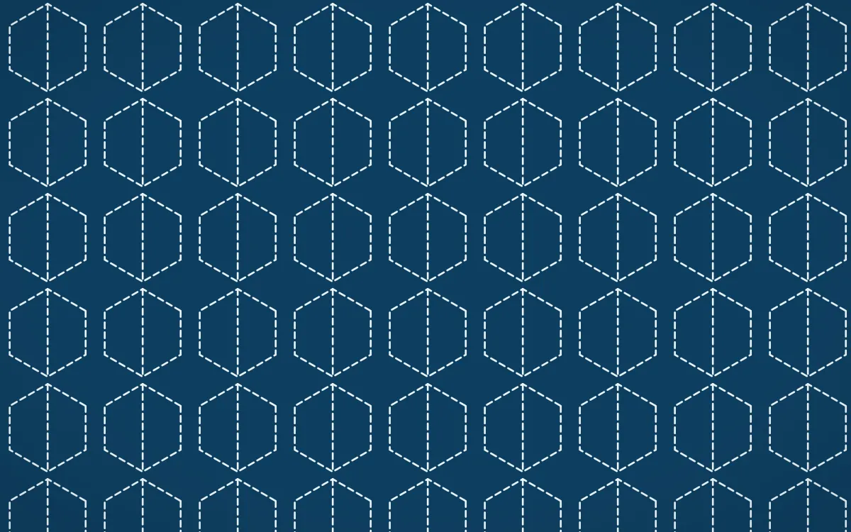 Capri Blue Stitch Hexagons — dark blue and white sashiko background