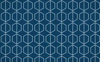 Capri Blue Stitch Hexagons — dark blue and white sashiko background