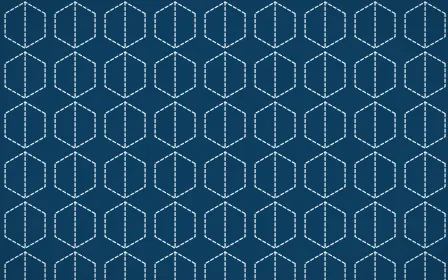 Capri Blue Stitch Hexagons — dark blue and white sashiko background