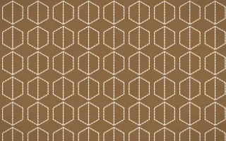 Chai Cream Stitch Hexagons — dark brown and beige sashiko background
