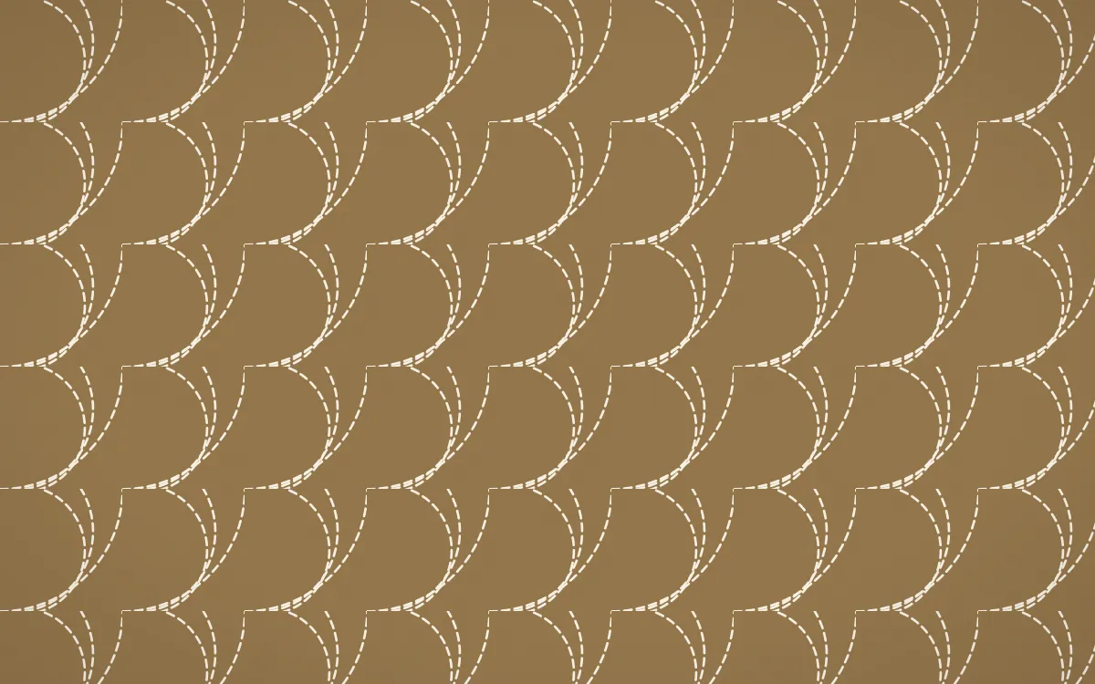 Cotswold Stone Stitch Fans — colourful orange and beige sashiko background