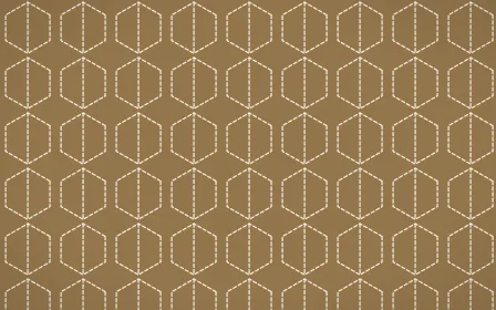 Cotswold Stone Stitch Hexagons — colourful orange and beige sashiko background