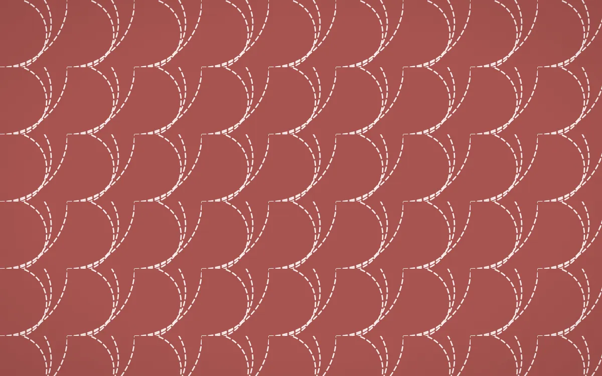 Damascus Rose Stitch Fans — colourful red and white sashiko background