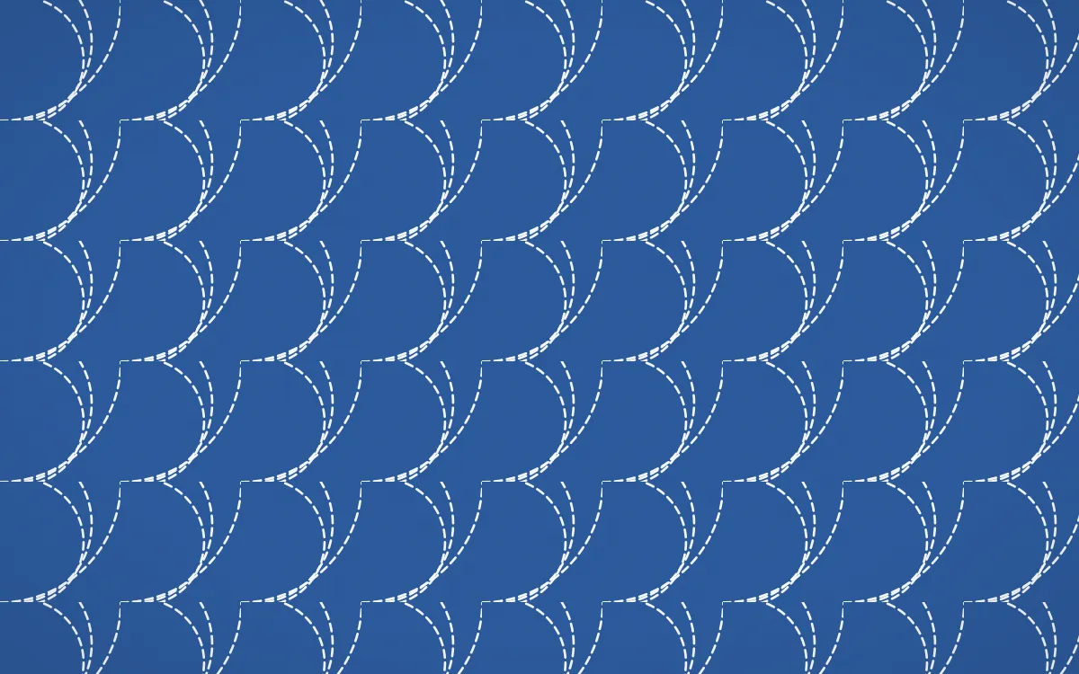Delft Blue Stitch Fans — colourful blue and white sashiko background