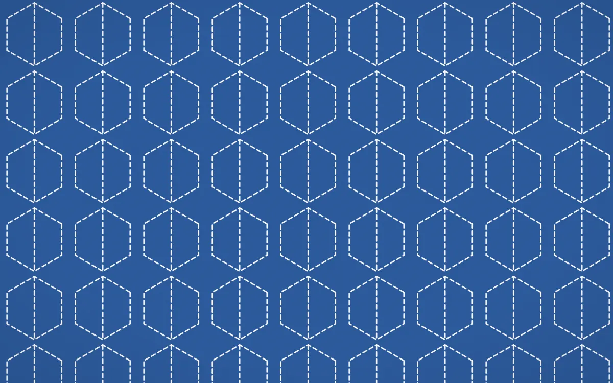 Delft Blue Stitch Hexagons — colourful blue and white sashiko background