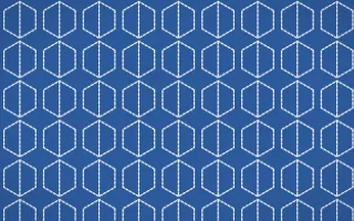 Delft Blue Stitch Hexagons — colourful blue and white sashiko background