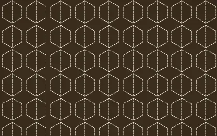 Desert Oud Stitch Hexagons — dark brown and beige sashiko background