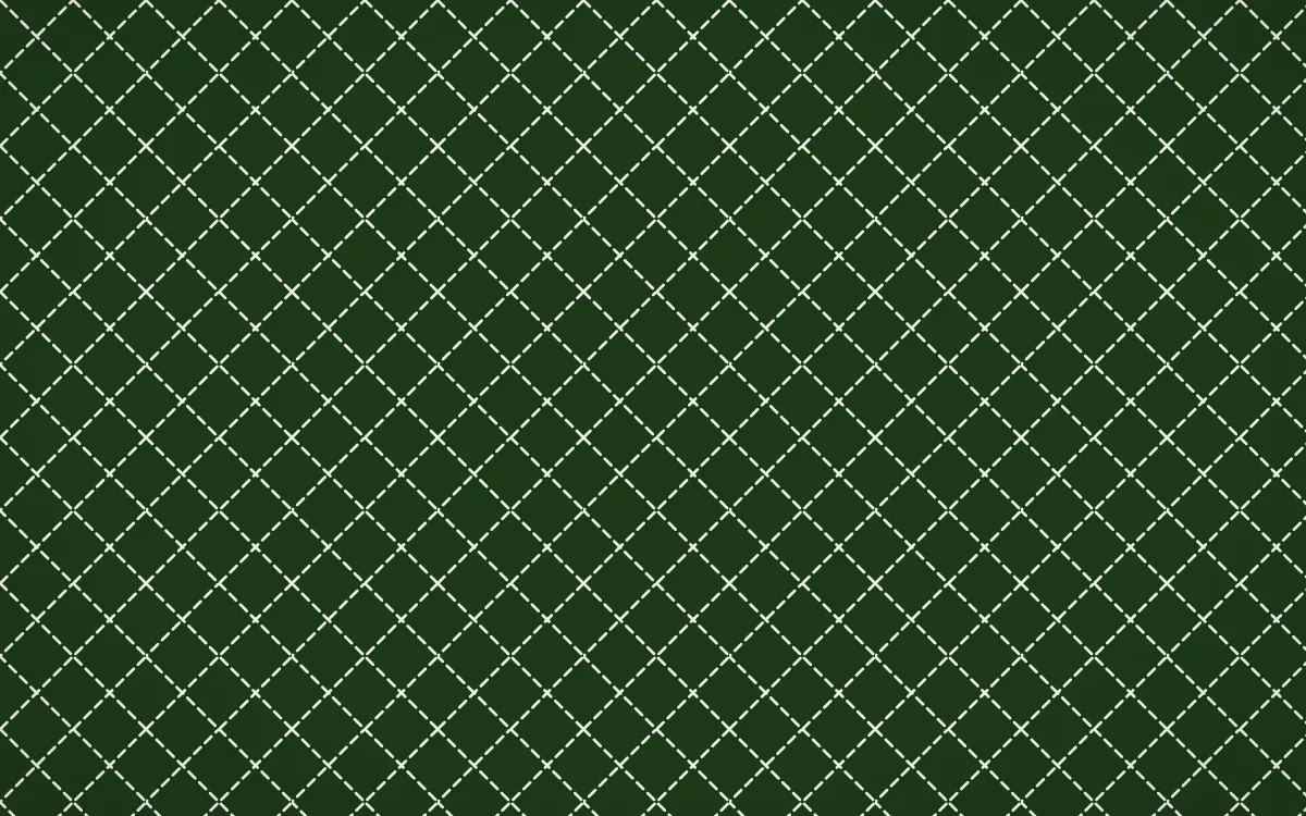 Emerald Isle Stitch Diamonds — dark green and white sashiko background