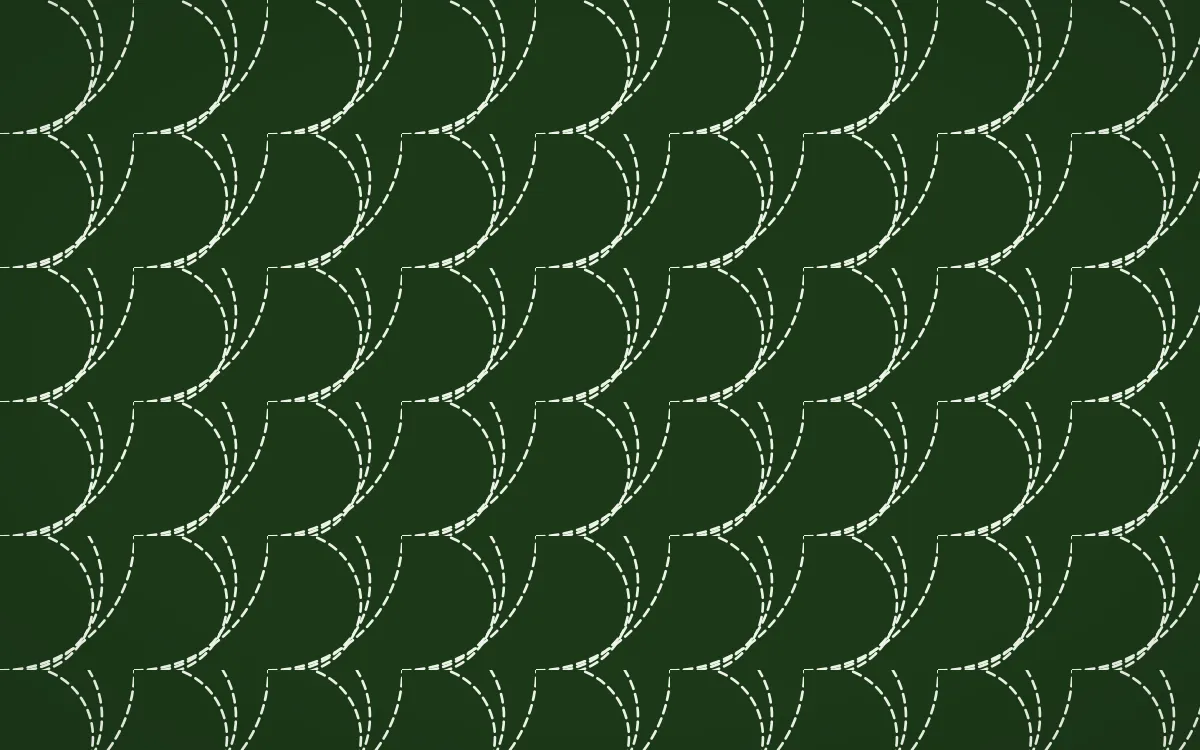 Emerald Isle Stitch Fans — dark green and white sashiko background