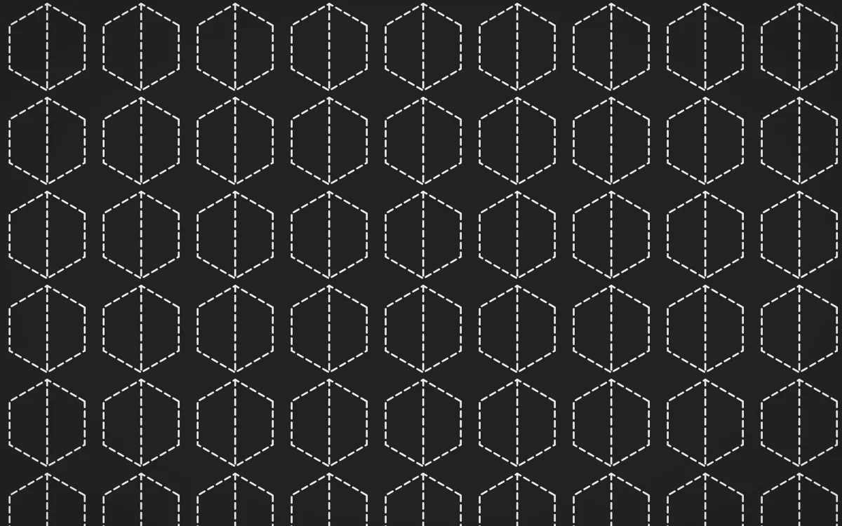 Edo Charcoal Stitch Hexagons — dark grey and white sashiko background