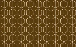 Fes Saffron Stitch Hexagons — dark brown and beige sashiko background