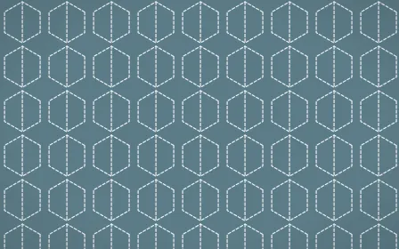 Fjord Mist Stitch Hexagons — colourful blue and white sashiko background