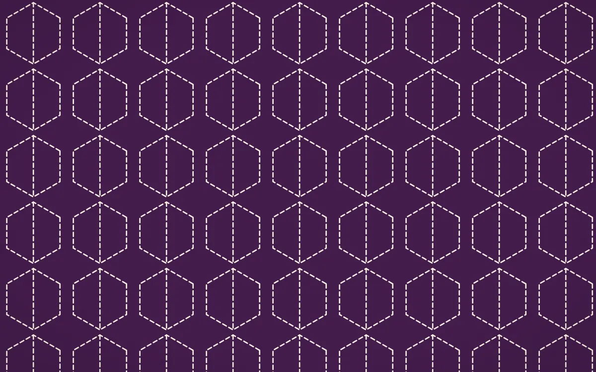 Fiesta Brava Stitch Hexagons — dark purple and white sashiko background