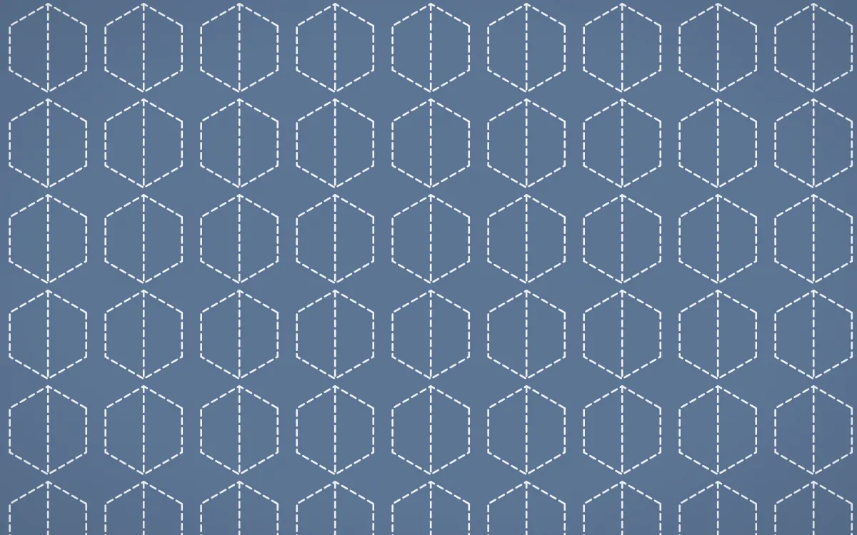 Fuji Mist Stitch Hexagons — colourful blue and white sashiko background