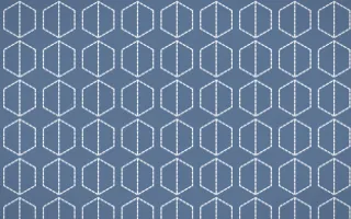 Fuji Mist Stitch Hexagons — colourful blue and white sashiko background