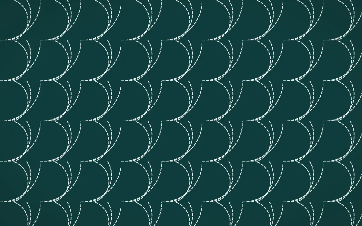 Ha Long Jade Stitch Fans — dark teal and white sashiko background