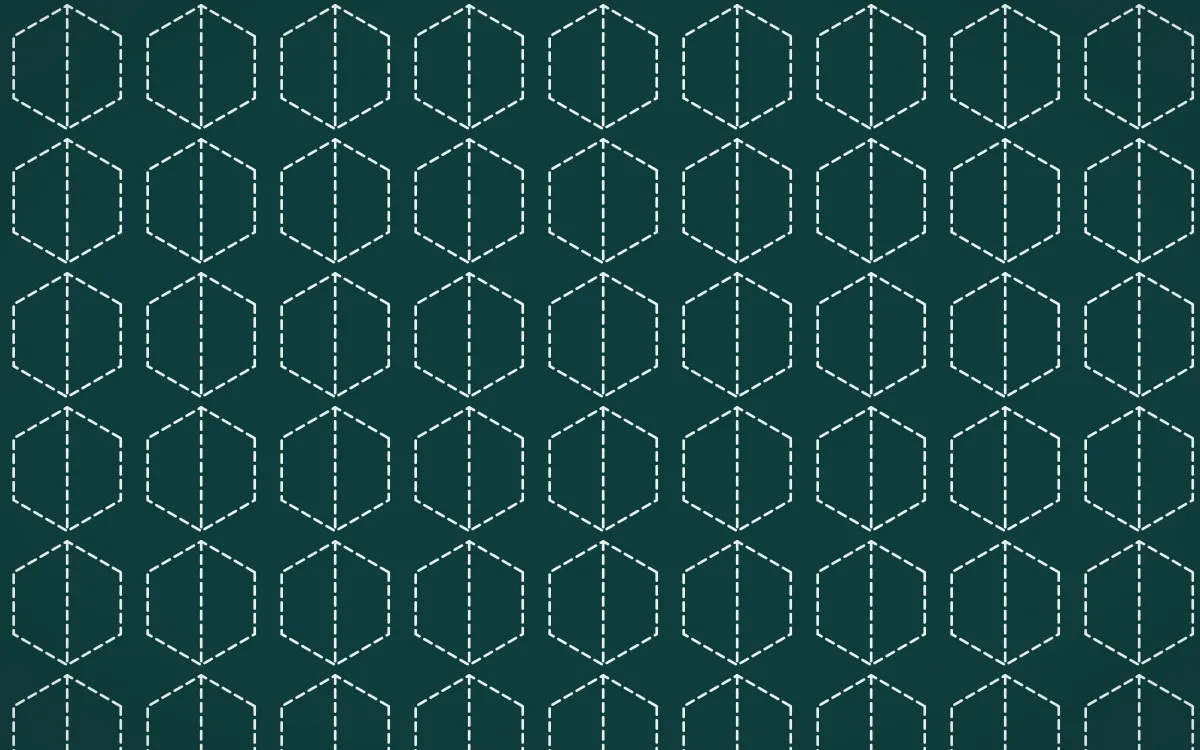 Ha Long Jade Stitch Hexagons — dark teal and white sashiko background