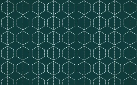 Ha Long Jade Stitch Hexagons — dark teal and white sashiko background